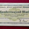 City of Wiesdorf 100 000 Mark 1923 Banknote