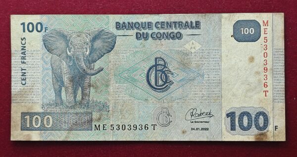 Democratic Republic of the Congo 100 Francs 2022 Banknote