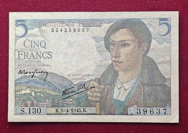 France 5 Francs Berger 1945 Banknote