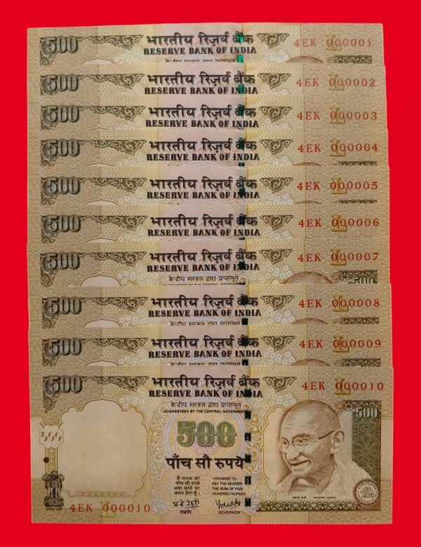 500 Rs Same Prefix 29 Notes - Rare 2008 (Signed by Y.V Reddy)