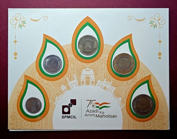 Azadi Ka Amrit Mahotsav Special Edition AKAM Series 5 Coins (2022 & 2023) Re 1, Rs 2, Rs 5, Rs 10, Rs 20 Hyderabad Mint - Horizontal Design - Image 3