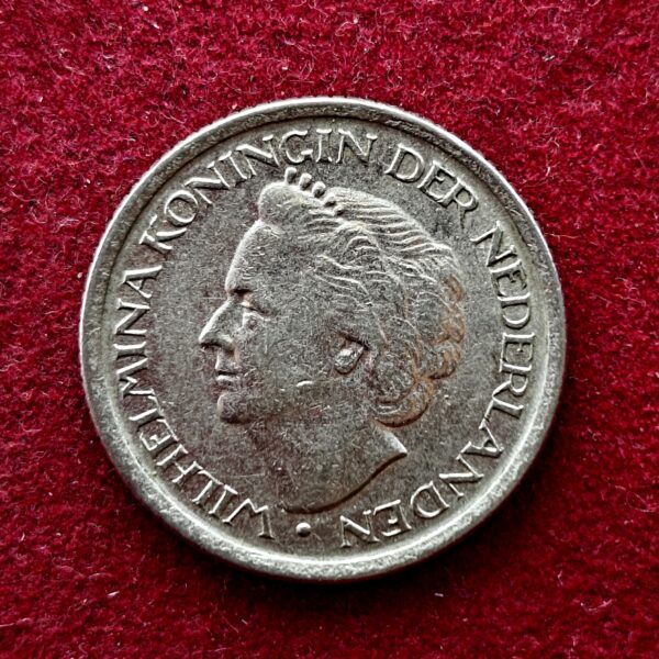 Netherlands 25 Cents Wilhelmina 1948 Coin - Image 2