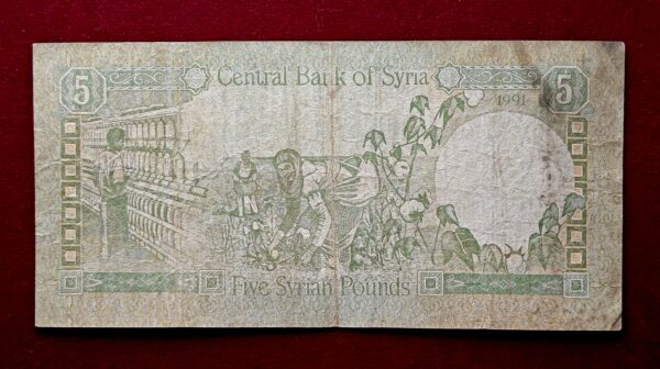 Syria 5 Pounds Statue of Female Warrior 1412 (1991) Banknote - Image 2
