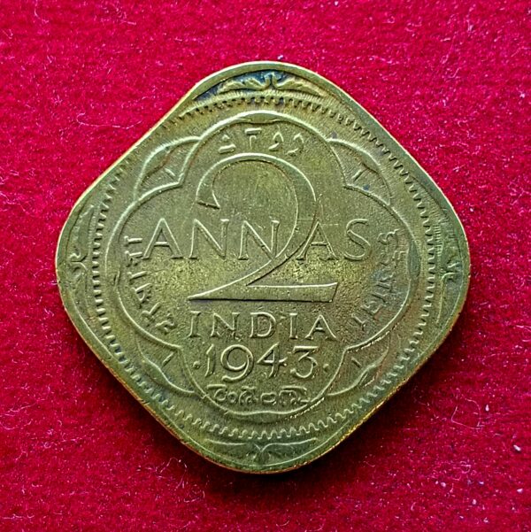 British India 2 Annas - George VI 1943 Coin