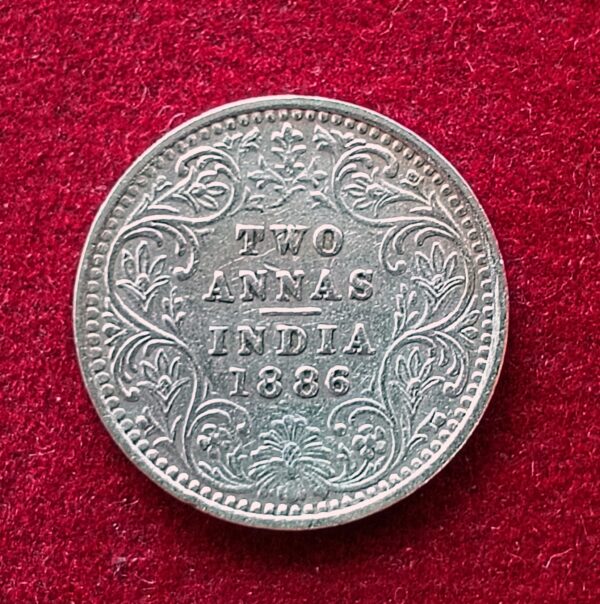 British India 2 Annas – Victoria 1886 Silver Coin