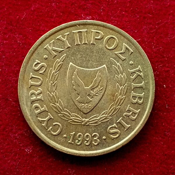 Cyprus 10 Cents Type 2 coat of arms 1993 Coin - Image 2