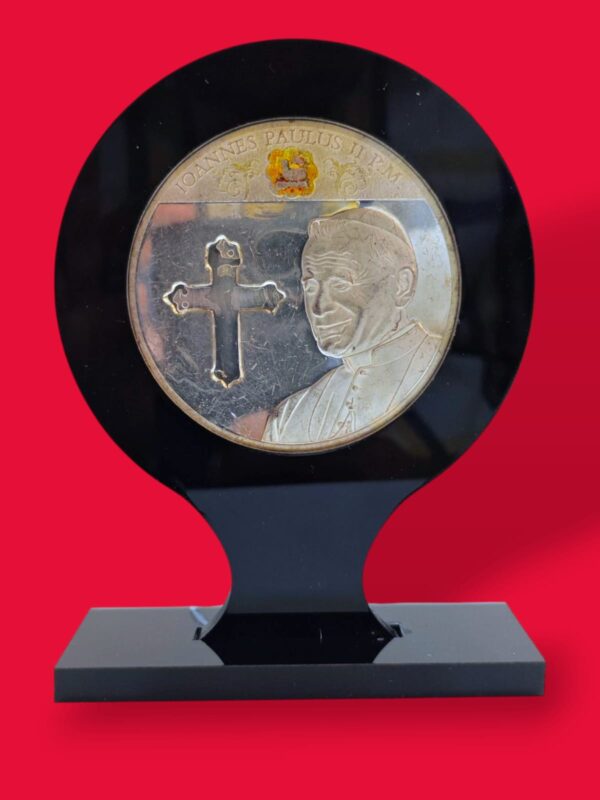 Medal - Pope john Paul II Radiant Cross Display Stand (70 mm)