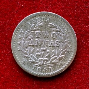 East India Company (British India) 2 Annas - Victoria 1841 Silver Coin