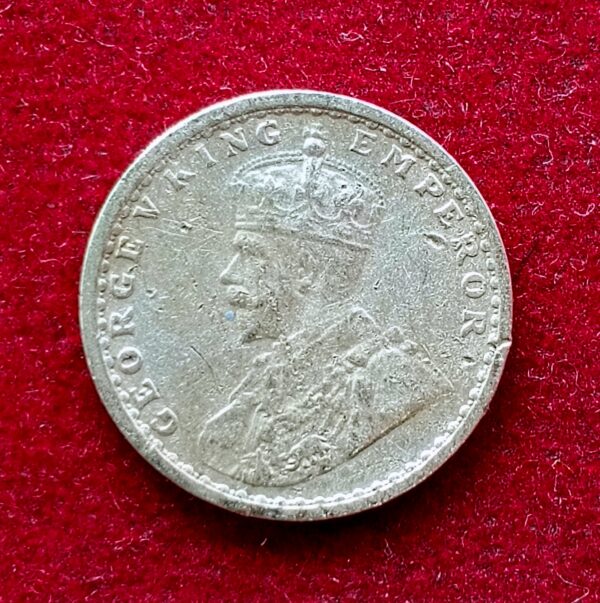 British India 2 Annas – George V 1913 Silver Coin - Image 2