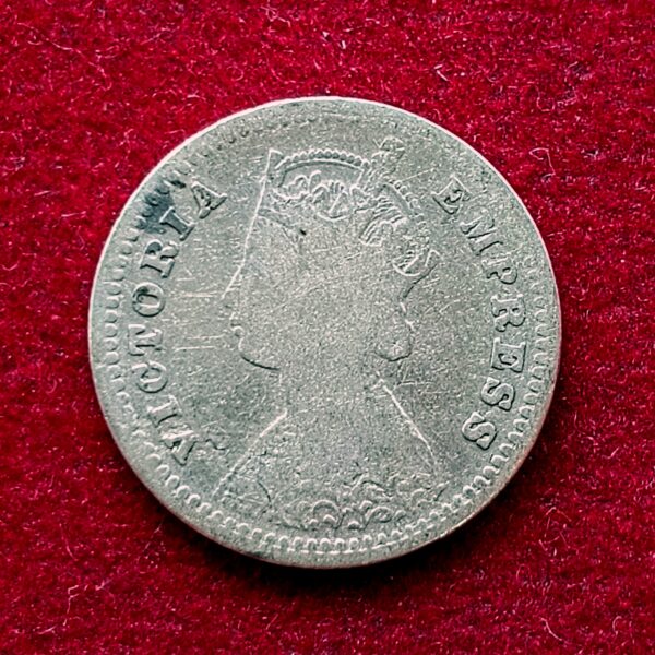 British India 2 Annas – Victoria Empress 1886 Silver Coin - Image 2