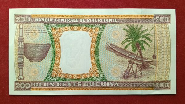 Mauritania 200 Ouguiya Geometric and Ornamental 2002 Banknote - Image 2