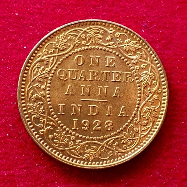 British India 1/4 Anna – George V 1928 UNC Coin