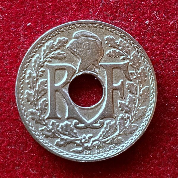 France 5 Centimes 1923 Coin (Round with a round hole) - Image 2