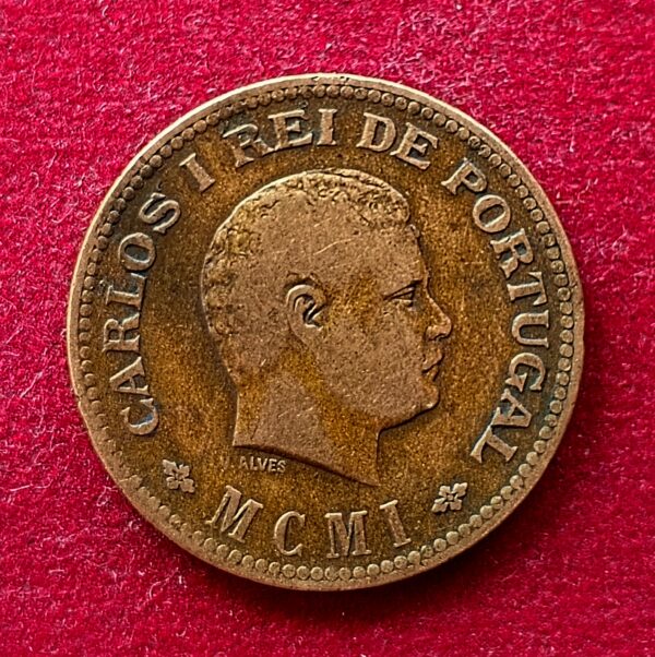 India Portuguese 1/4 Tanga Carlos I 1901 Coin  - Image 2