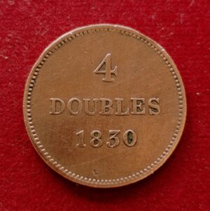 Guernsey 4 Doubles National Arms 1830 Coin