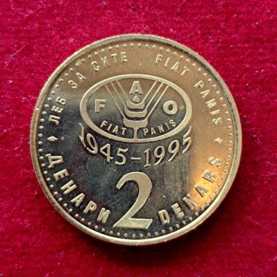 North Macedonia 2 Denari FAO 1995 Coin
