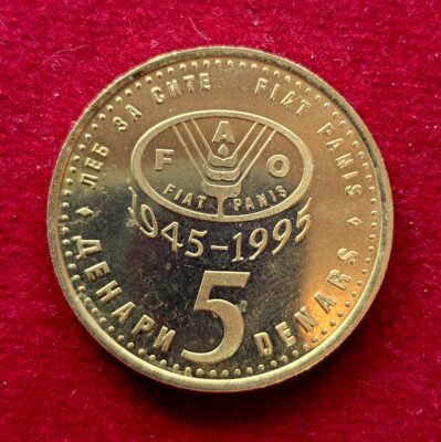 North Macedonia 5 Denari FAO 1995 Coin