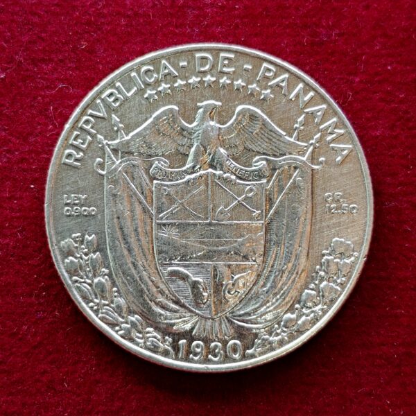 Panama 1/2 Balboa 1930 Silver Coin - Image 2