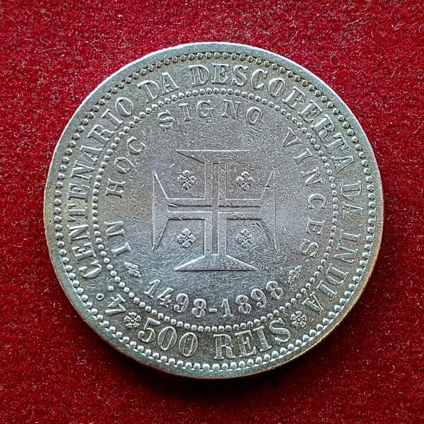 Portugal 500 Reis - Charles I Discovery of India 1898 Silver Coin
