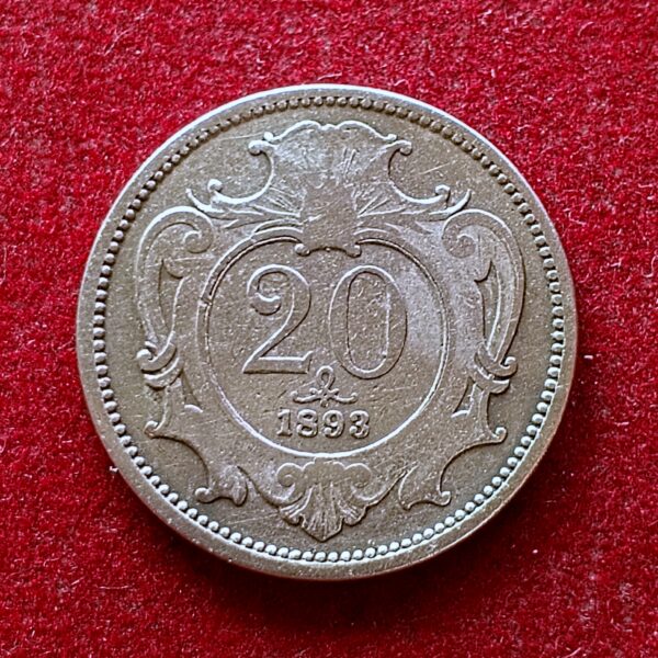 Austrian Empire 20 Heller 1893 Coin