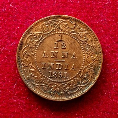 British India 1/12 Anna - Victoria Empress 1891 Coin
