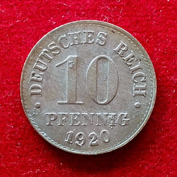 Germany 10 Pfennigs Coat of Arms 1920 Coin (Zinc)