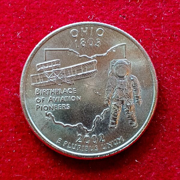 United States (USA) 1/4 Dollar “Washington Quarter” Ohio 2002 Coin (D – Denver Mint)