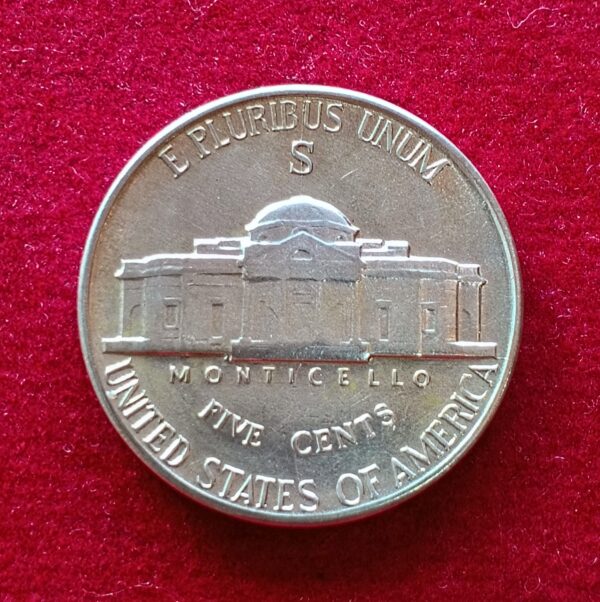 United States (USA) 5 Cents "Jefferson Wartime Nickel" 1st portrait 1942 Coin (S - San Francisco Mint) - Image 2